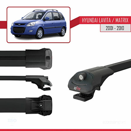 Hyundai Matrix (FC) 2001-2010 Arası ile Uyumlu ACE-1 Ara Atkı Tavan Barı Siyah 2 Adet