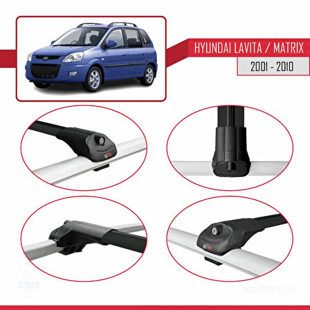 Hyundai Matrix (FC) 2001-2010 Arası ile Uyumlu ACE-1 Ara Atkı Tavan Barı Siyah 2 Adet