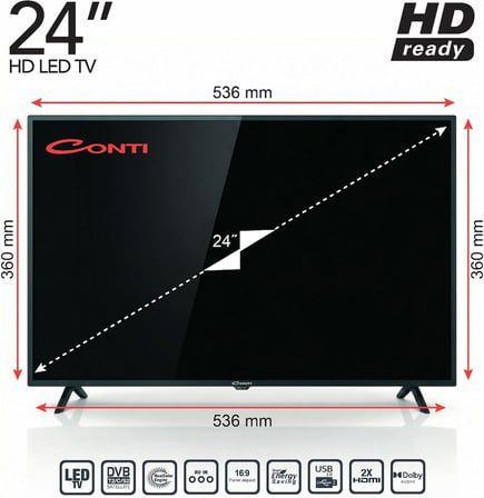 Conti CT24LE300H 24 İnç (61 Ekran) HD Ready LED TV, Dahili Uydu Alıcılı USB Medya Oynatma 2x HDMI 2x USB Otel Modu