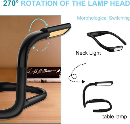 LED Kitap Okuma Işığı Esnek Kitap Boyun Işığı Ayarlanabilir Parlaklık Masa Lambası 3 Renk Okuma Işığı Bükülebilir Kollu Işık Tamir İçin Uygun Gece Koşusu Yürüyüş Type-C Şarj Girişli Kamp FH8