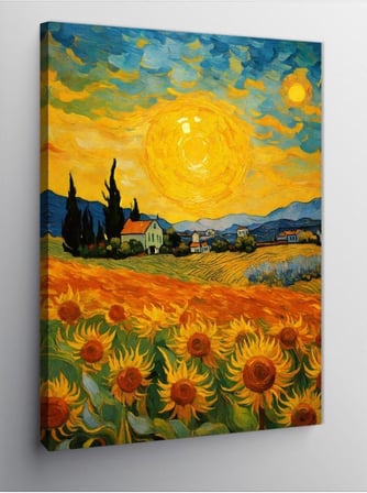 Kanvas Tablo Van Gogh Tarzı Ayçiçekleri, 50cm x 70cm