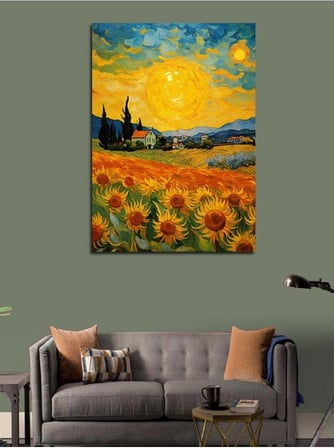 Kanvas Tablo Van Gogh Tarzı Ayçiçekleri, 50cm x 70cm