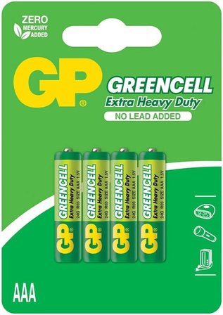 Batteries GP24G Greencell R03/1212/AAA İnce Pil, 1.5 Volt, 40'lı Kutu, Yeşil/Sarı/Beyaz