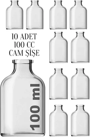 10 Adet 100 Ml Düğün, Kına, Nişan, Kolonya, Koku, Hediyelik Şişesi Kapaklı 100 Cc Cam Şişe (Beyaz)