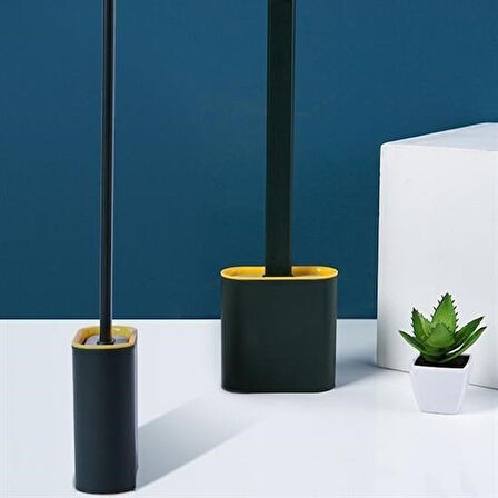 celik avm® Duvara Monte Edilebilir Kapaklı Askılı Klozet Yumuşak Silikon Başlıklı Tuvalet Fırçası Seti