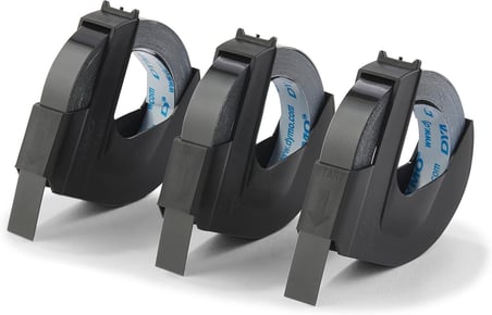 Yapışkanlı Plastik Kabartma Şerit, 9 mm x 3 mt Rulo, MAVİ Üzeri Beyaz Baskı