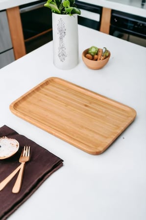 Bambu Lüx Dikdörtgen Büyük Servis-Sunum Tabağı 30x20x1,8cm