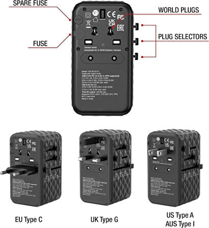 VERBATIM 32121 - V GAN4 UNIVERSAL TRAVEL ADAPTER UTA-06 100W