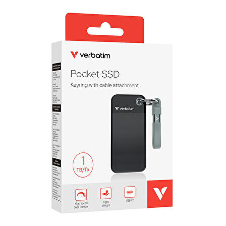 Verbatim Pocket 1TB 1000MB/s Taşınabilir SSD USB 3.2 – Gri