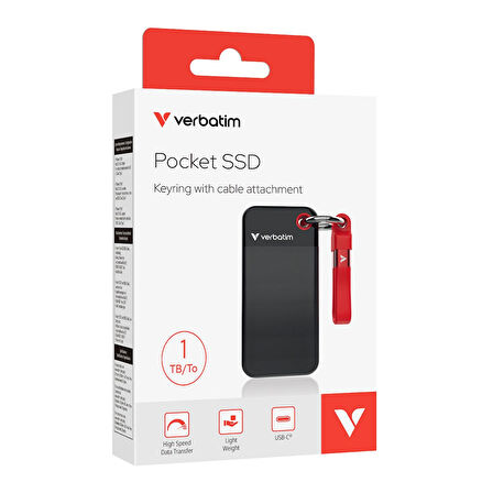 Verbatim Pocket 1TB 1000MB/s Taşınabilir SSD USB 3.2 – Kırmızı