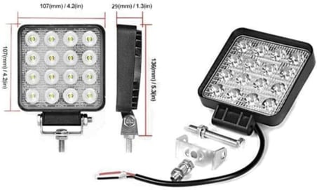 Off Road Beyaz Işık Sis Farı Lambası 16 Led Kare 12-24v 48 Watt