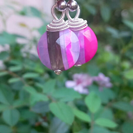 2394 Opal el yapımı çelik aparatlı küpe