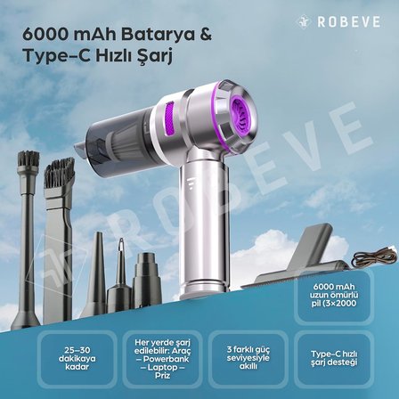 Auhma Güçlü Vakumlu Oto Süpürgesi Elektrik Süpürgesi Şarjlı El Süpürgesi Çok Fonksiyonlu 3 Kademeli Araba Süpürgesi 17000PA Güçlü Oto Süpürge Araç Süpürge Araç Süpürgesi