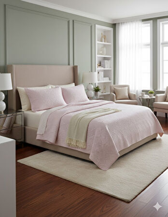 TAYTÜYÜ NUBUK YATAK ÖRTÜSÜ ÇİFT KİŞİLİK TOSKANA PUDRA