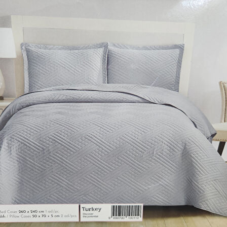 WASHED ÇİFT KİŞİLİK YATAK ÖRTÜSÜ MOZAİK GRİ