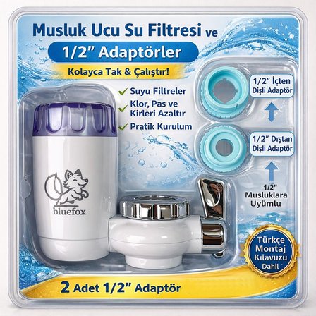 Mutfak Musluk Ucu Su Arıtma (Ver. II) - Klor ve Kireç Azaltıcı, Organik Safsızlıkları Giderici, Uzun Ömürlü Temizlenebilir Kartuş, Kolay Kurulumlu, Akıllı Sürahi Ön Arıtma için İdeal