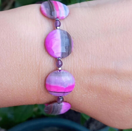 2395 Opal Ametist Hematit el yapımı bileklik