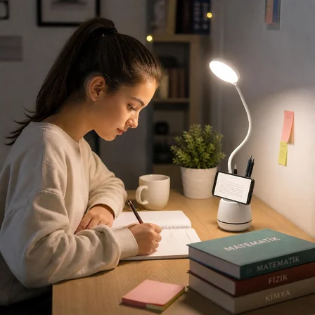 Masa Lambası Şarjlı Dokunmatik 24 LED’li, 3 Renk Modlu Ayarlanabilir Işık, USB Şarjlı, Esnek Gövde, Modern Masa ve Gece Lambası