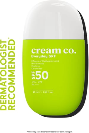 Cream Co. SPF50 Güneş Koruyucu Krem, Leke Karşıtı Nemlendirici Aydınlatıcı, 40 ML, Güneş Serumu