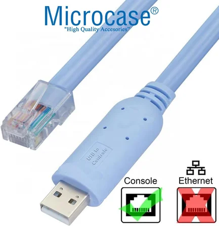 1.8mt USB 2.0 Cisco Seri Yönlendirici USB'den RJ45'e Çeviren Konsol Kablosu Mavi AL3948