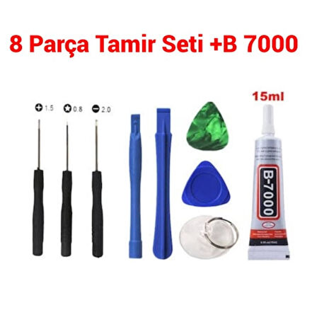 Telefon Ekran Açma Seti Tamir Kiti 8 Parça Sökme Takımı+B7000 (432042630)