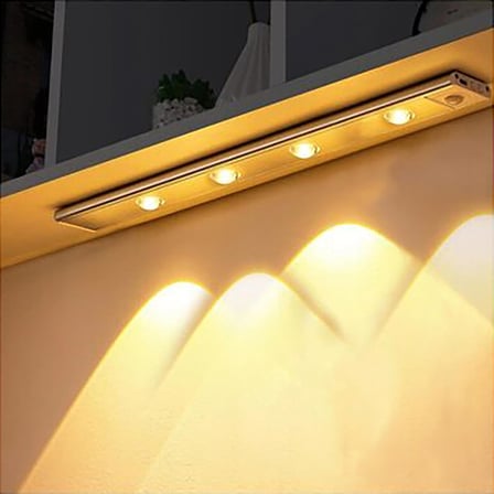 Sensörlü Alüminyum USB Şarjlı LED Gece Lambası, 3 Renk Kısılabilir, Mutfak Dolap Tezgah için (60 cm)