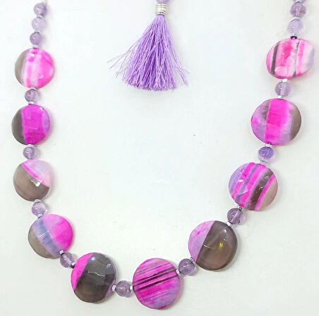 2396 Opal Ametist Hematit el yapımı kolye