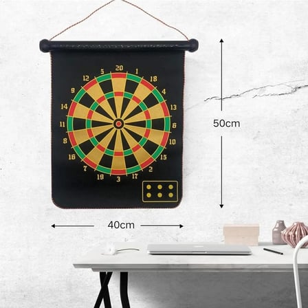 Manyetik Dart Tahtası Mıknatıslı 6 Ok Büyük Boy Çift Yönlü Hedef Oyunu Dartboard Duvara Zarar Vermeyen Oyun Seti