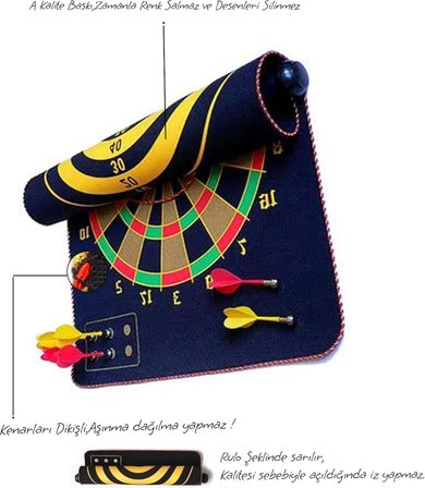 Manyetik Dart Tahtası Mıknatıslı 6 Ok Büyük Boy Çift Yönlü Hedef Oyunu Dartboard Duvara Zarar Vermeyen Oyun Seti