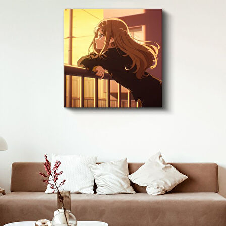 Altın Işık - Pencere Manzarası Anime Kanvas Tablo