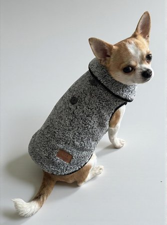 Kışlık Peluş Köpek Yelek, Sıcak Tutan Düğmeli Yumuşak Polar Küçük Irk Köpek Kıyafeti, Bej (Siyah Kırçıllı, Medium)