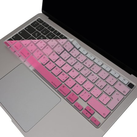 MacBook Air 13 Arapça Klavye Koruyucu A1932 A2179 A2337 M1 | UK ISO Ters L Enter Uyumlu | Arabic Keyboard Cover Touch ID Pembe Pembe