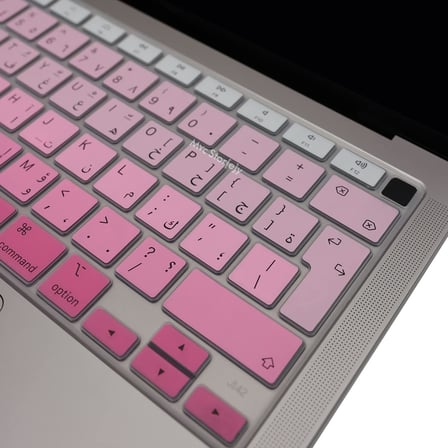 MacBook Air 13 Arapça Klavye Koruyucu A1932 A2179 A2337 M1 | UK ISO Ters L Enter Uyumlu | Arabic Keyboard Cover Touch ID Pembe Pembe