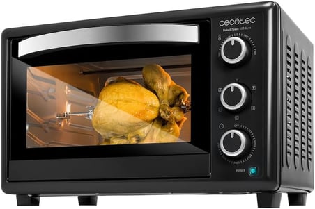 Cecotec Bake&amp;Toast 3090 tezgah üstü fırın, Gyro siyah, 30 l, 1500 W, 5 farklı fonksiyonlu, döner mil dahil, iç aydınlatma, kırıntı toplama haznesi.