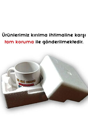 İyi ki Sen Yazılı Sevimli Ayıcıklar Temalı Motto A Kalite Beyaz Kupa Bardak Porselen