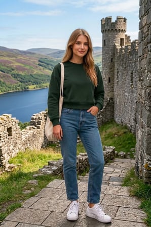 Kadın Crop Sweatshirt Bisiklet Yaka Pamuklu Yumuşak Dokulu Günlük Spor Sweatshirt