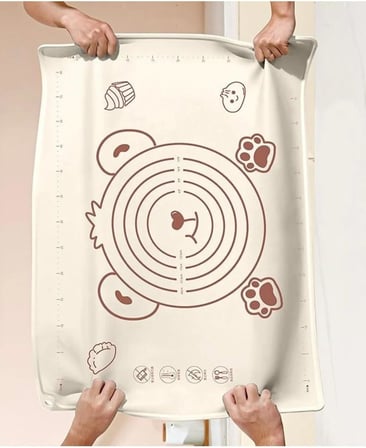 Büyük Boy Silikon Hamur Açma Matı, Krem Rengi, 50x70 cm, Yapışmaz ve Kaymaz Yüzey - 450 Gram