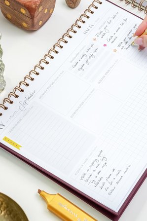 Süresiz Haftalık Masaüstü Planlayıcı 12 Aylık Undated Desk Planner Bordo