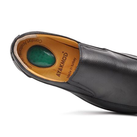 Ayakmod 472 Siyah Erkek Hakiki Deri Slip On Ayakkabı