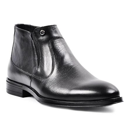 Pierre Cardin 119603 Sivri Burun Kısa Topuk Fermuarlı Günlük Siyah Klasik Bot Hakiki Deri