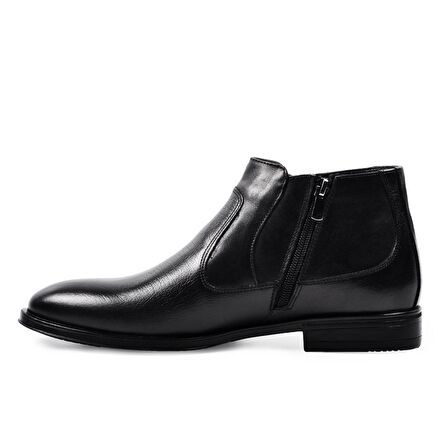 Pierre Cardin 119603 Sivri Burun Kısa Topuk Fermuarlı Günlük Siyah Klasik Bot Hakiki Deri