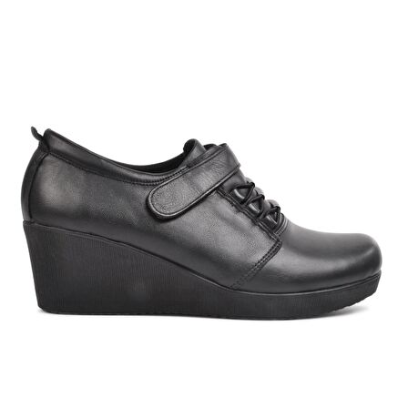 Ayakmod 385 Siyah Kadın Hakiki Deri Comfort Günlük Ayakkabı