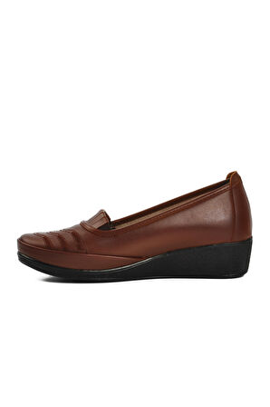 Ayakmod 176 Taba Hakiki Deri Kadın Günlük Ayakkabı