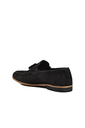 Ayakmod 7105 Siyah Nubuk İçi Dışı Hakiki Deri Erkek Loafer Ayakkabı