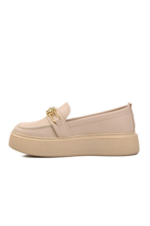 Ayakmod 261075 Bej Kadın Loafer Ayakkabı