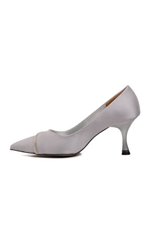 Ayakmod 312039 Gümüş Saten Kadın Stiletto