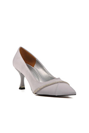 Ayakmod 312039 Gümüş Saten Kadın Stiletto