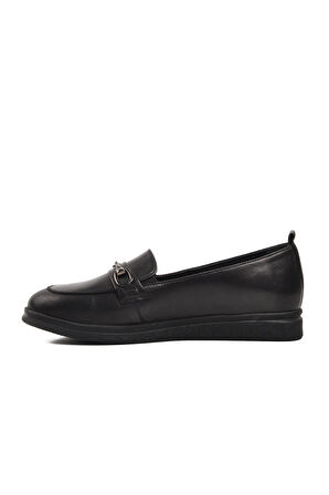 Ayakmod 44280 Siyah Hakiki Deri Kadın Loafer Ayakkabı