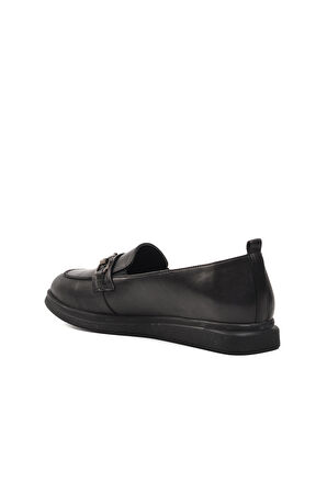Ayakmod 44280 Siyah Hakiki Deri Kadın Loafer Ayakkabı