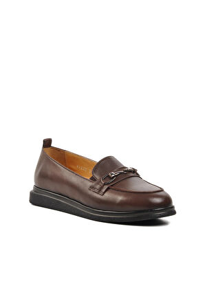 Ayakmod 44280 Kahve Hakiki Deri Kadın Loafer Ayakkabı